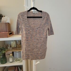 Madewell Pink and Gray Knit Top XS